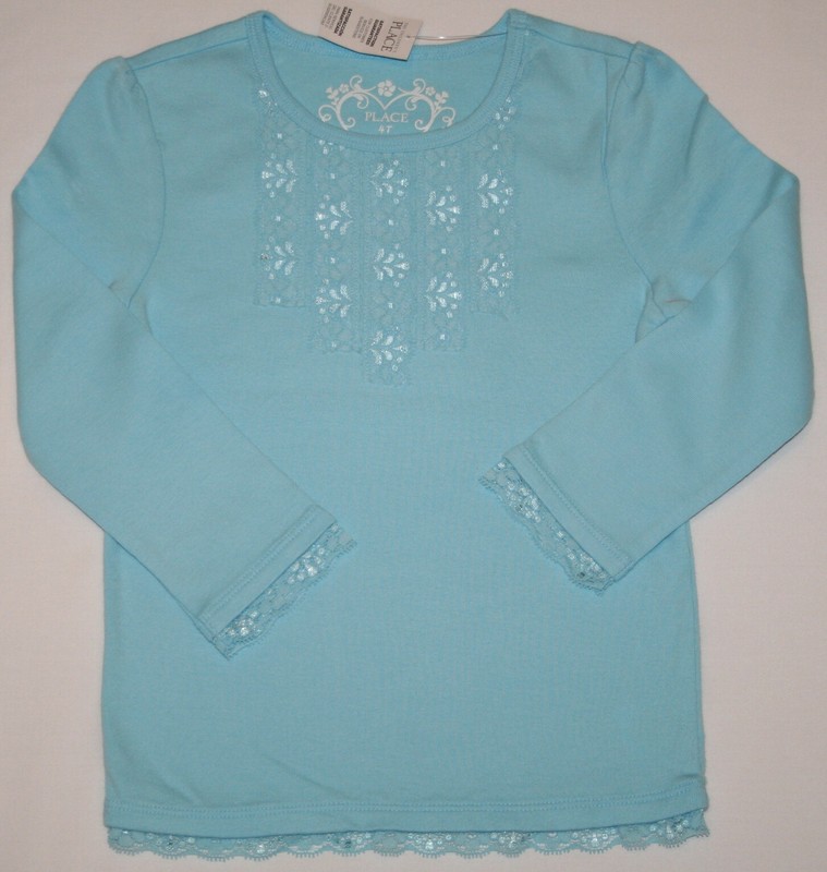 4 NWT The Children's Place Blue Lace Long Sleeve SHIRT Top Girls 