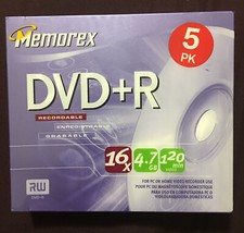 Memorex DVD-R 5 Pack Recordable DVDs - 16x 4.7GB 120MIN