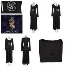 Lydia Deetz Cosplay 2024 Beetle juice 2 Black Mesh Dress+Necklace Halloween set