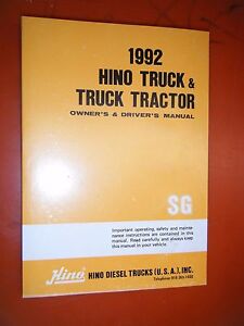 1992 HINO TRUCK TRACTOR ORIGINAL FACTORY OWNER'S DRIVER'S MANUAL MODEL