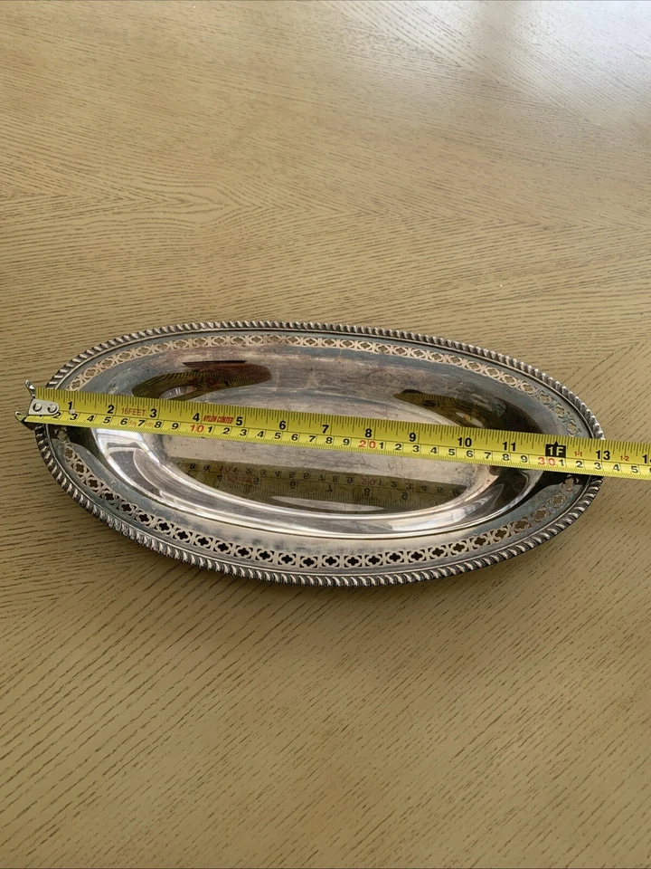 Bandeja para servir Birks Regency plateada ovalada E P cobre 19A Foto 2 de 4