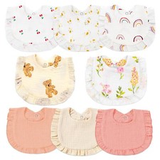 Muslin Baby Bibs for Baby Girls Muslin Bibs Drool Bandana Bibs Print white