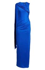 NEW BLACK HALO Aruna Ruched  Draped Maxi DRESS Sz 8 375 VIVID BLUE NORDSTROM