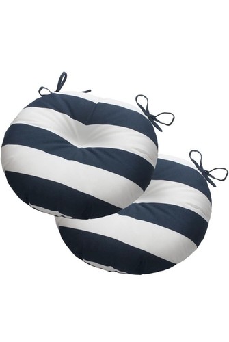 2)Magpie Fabrics Outdoor Round Bistro Seat Cushions w/ Ties, Fluffy Tufted Patio - Bild 1 von 3