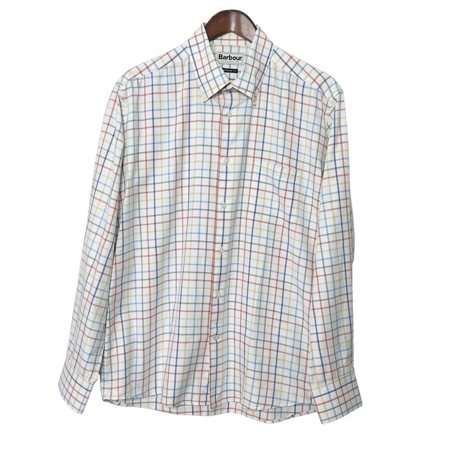 Barbour Button Down Shirt Long Sleeve Plaid Top Regular Fit Mens Size US M-image