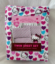 3 piece Sanrio Hello Kitty Friends with Multicolor Heart Twin Sheet Set NIP