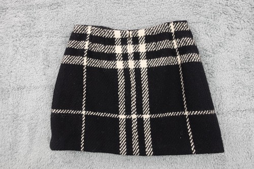 Burberry London Mini Skirt Womens Black 8 Nova Check Plaid Wool Lined Italy - Picture 3 of 12