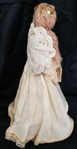 VTG 13" Overyly-Raker Cloth Christmas Tree Topper Caroling Angel Doll Decoration - Picture 5 of 8