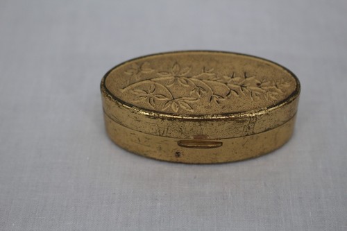 Vintage Max Factor Lipstick Case Oval Gold Tone Mirror Hollywood Glam 40s 50 - Picture 5 of 9