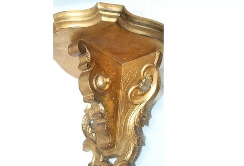 045R) Konsole Gold geschnitzt für Wanduhren Laternenuhren Holz um 1880 France - Bild 2 von 7