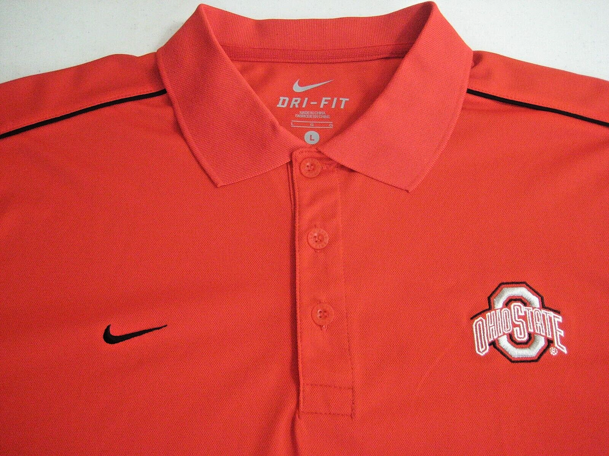 Lovely Nike DRI-FIT Men's Ohio State Buckeyes Size Large Short Sleeve Red  Polo