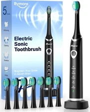 Electric Toothbrush with Travel Case and Replacement Heads