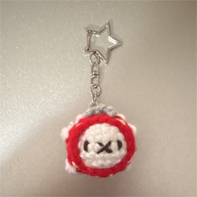 Handmade Crochet Strawberry Fruity Cat Key Chain 