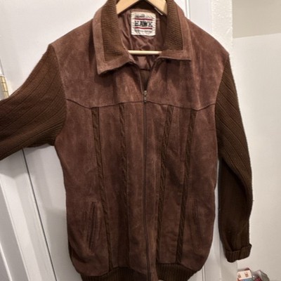 Vintage HAWK Men s Brown Leather Full Zip Jacket Big & Tall L Spread Collar