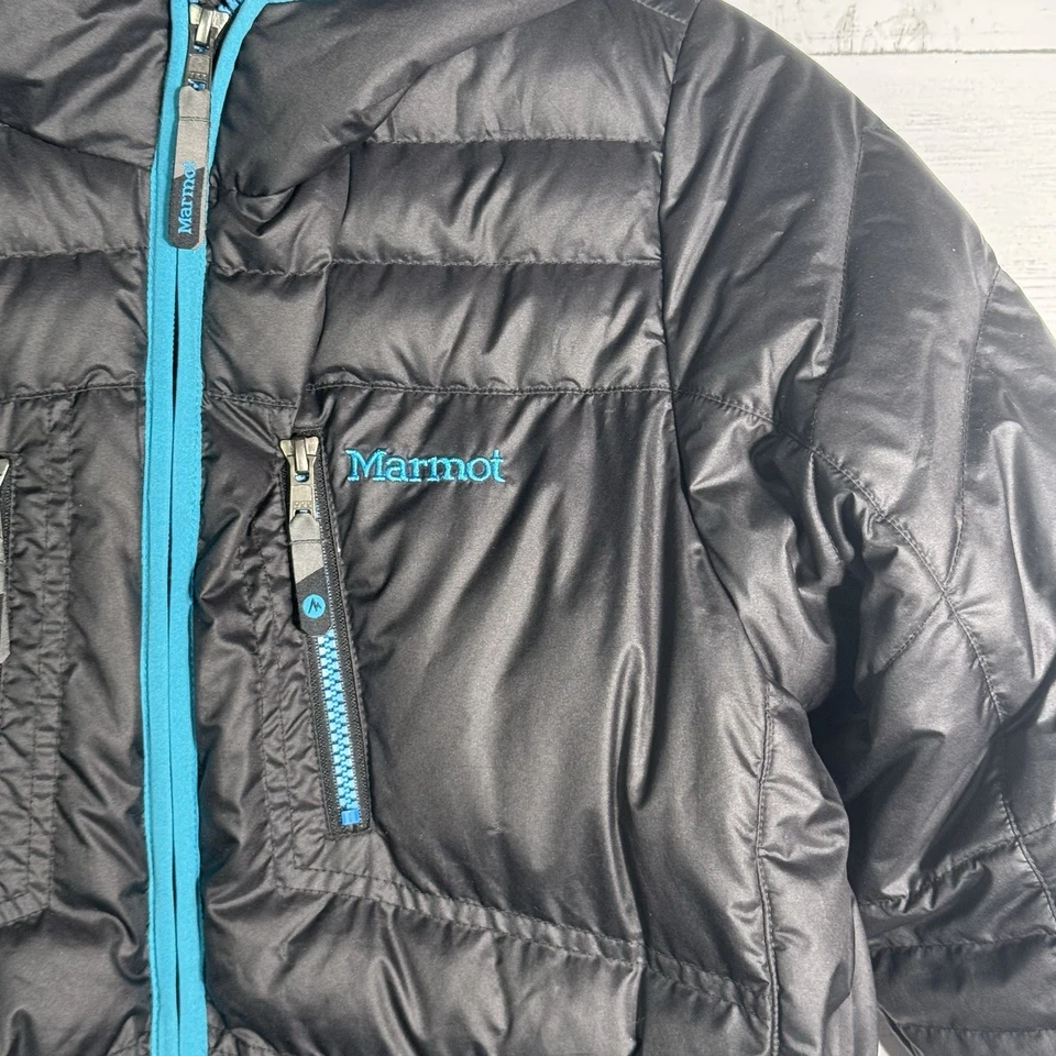 Abrigo acolchado con capucha negro Marmot 700 chaqueta con cremallera juvenil XL Foto 2 de 4