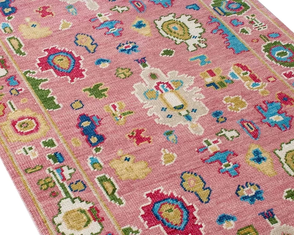 Alfombra Oushak moderna rosa apagada 3x5 4x6 5x7 6x9 8x10 8x11 9x12 10x14 12x15 alfombra de área Foto 2 de 4