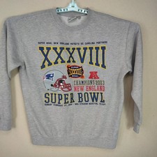 New England Patriots AFC Championship, Super bowl 38 Men's Medium Sweatshirt Vtg