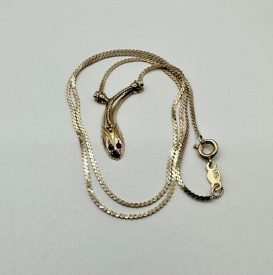Vintage/Antique Conversion S Link Snake Pendant Component Ruby Eyes Necklace Cha