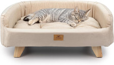 Cuccia Cani E Gatti in Legno Certificato FSC® Con Cuscino Morbido, Stile, Comfor