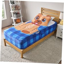 ZippySack Twin Bed Zip-Up Bedding Super Soft Fleece Fitted Blanket with Dog