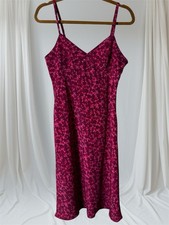 VTG 90s Y2K Express World Brand Slip Dress XXS B-32” Red/burgundy Floral Leaf