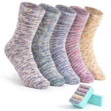 5 Pairs Fuzzy Soft Cozy Comfortable Socks for Women, Casual 5-9 Mixed Color 01