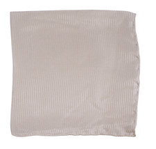 NWOT Italo Ferretti Pale Gray w Tonal Stripes Silk Pocket Square Italy 14"