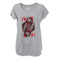 Womens Queen Of Hearts V-Neck Funny Vintage Graphic Cool Cute Shirt for Ladies