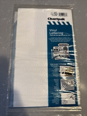 Chartpak 1 inch White Stick-on Vinyl Letters & Numbers (01036), 1 PACK