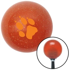 Orange Paw Print Orange Metal Flake Shift Knob w/ M16x1.5 Insert Shifter Auto