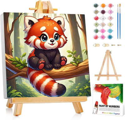 Paint by Numbers Kit for Kids with Frame and Easel, Raccoon Paint by Number for