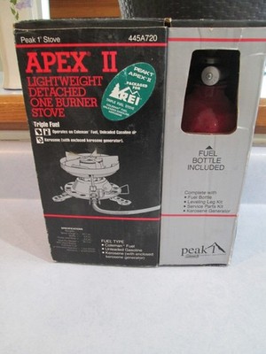 NEW SEALED VTG COLEMAN PEAK 1 APEX II 445 BACKPACKING STOVE NEW /W FUEL BOTTLE