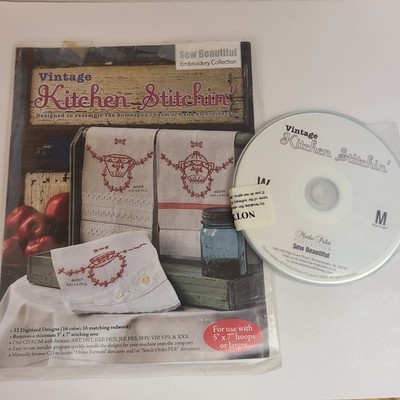Vintage Kitchen Stitchin Sew Beautiful Embroidery CD Designs Martha Pullen