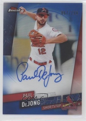 2019 Topps Finest Blue Refractor 67/150 Paul DeJong #FA-PD Auto 3b3