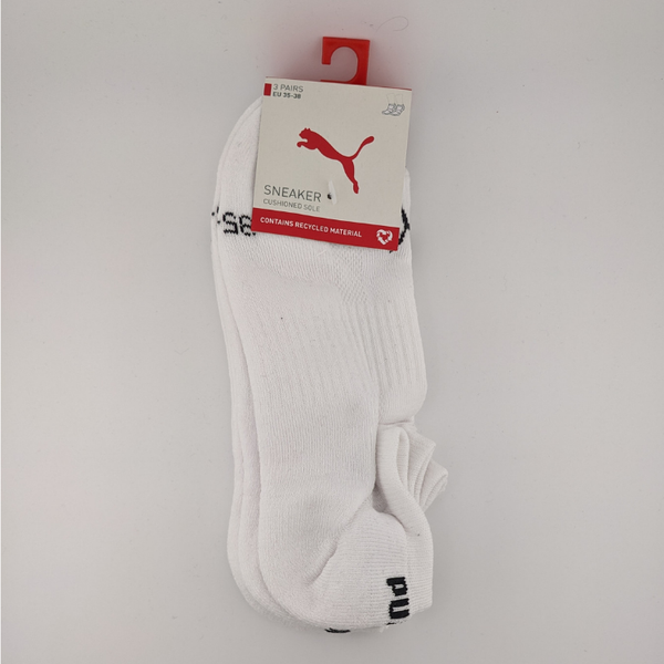 Puma Sneaker Socken 3Er Pack Weiß Gr. 35-38 Gepolsterte Sohle | Baumwolle-image