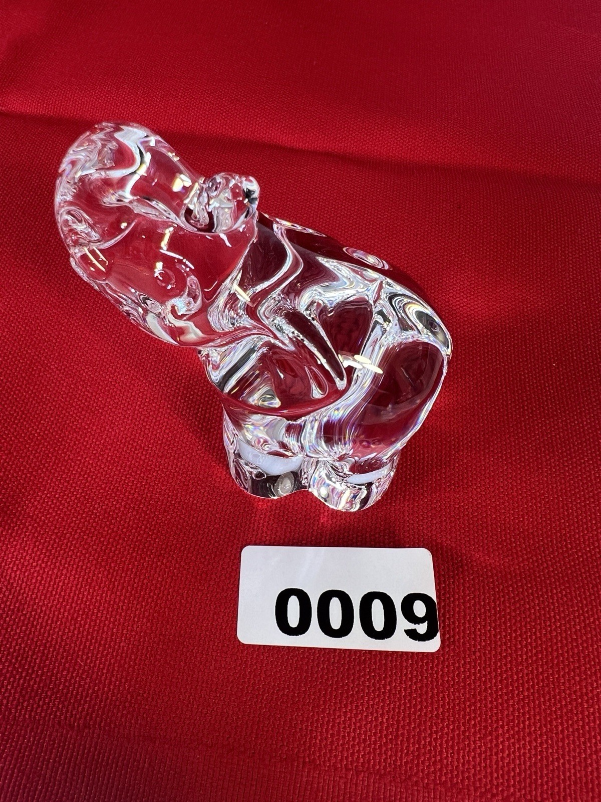 Steuben Glass Hand Cooler Elephant “Luck” 1995 Signed 