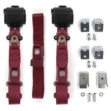 Ford 1957 - 1959 Standard 3pt BURG Bench Seat Kit w/Brackets 3 Belts  