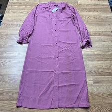 J Crew Dress Womens Extra Small Pink Button Front Long Sleeve VRA BA941 Poly