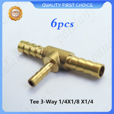 6pcs Brass Reducer Splicer Hose Barb Pipe Tubing Connector Fuel Water Gas Air