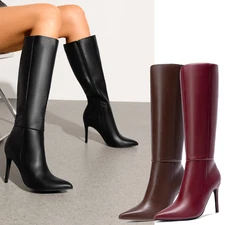 Women Knee High Boots High Stilettos Heel Pointed Toe Sexy Party Boots