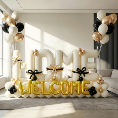 145Pcs Housewarming Party Decorations | 40Inch Beige Welcome Home Balloon