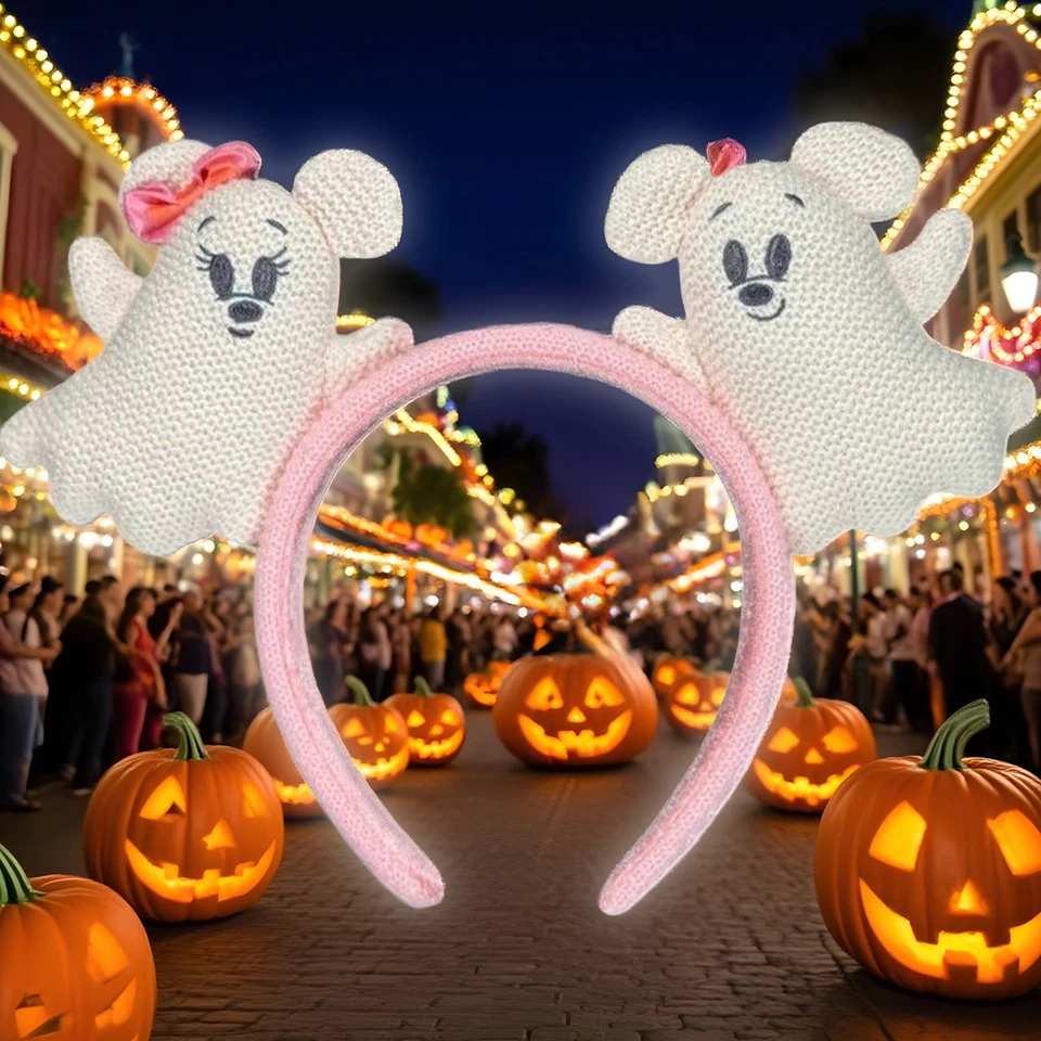 Diadema oreja HK Disney Parks Halloween fantasma Mickey y Minnie Mouse 2025 NUEVA Foto 3 de 4