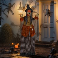 Homcom 183Cm Halloween Dekoration Halloween-Hexe Mit Led-Lichter, Soundfunktion