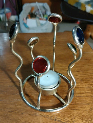Glasständer mit Kerzenhalter in der Mitte für Esstisch 12,5 cm hoch
