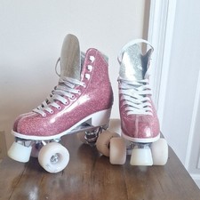 Crazy Glam Pink Glitter Roller Skates Size 6.5, EU 37
