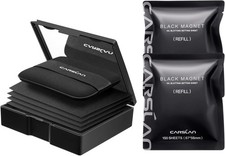CARSLAN Makeup Blotting Paper with Powder, Black Magnet Blotting Sheets for Oily