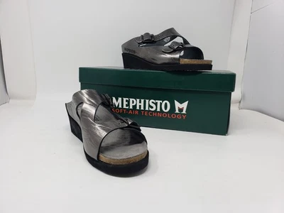 Mephisto Elka Women's Sandal US 8 / EU 38 Silver Grey Strapped Comfort Wedge - Image 1 of 4