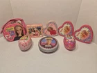 Vintage Barbie Tin Candy Purse, Egg, Heart 2000s Mattel Collectible Toy Set Of 8