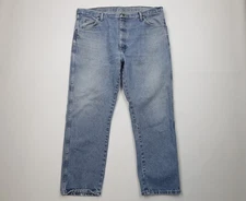 Vintage Y2K Wrangler Mens 40x30 Faded Bootcut Western Denim Jeans Blue Cotton