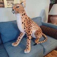 Melissa and Doug REALISTIC Large Jumbo Plush Cheetah Sitting 34 Tall Home Decor